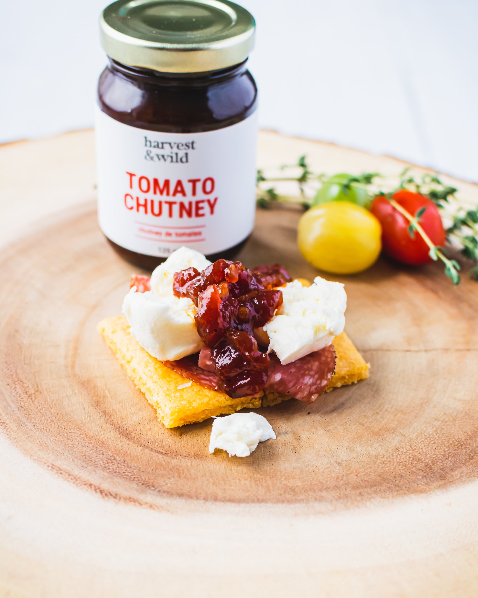Tomato Chutney on cheese and charcuterie - Harvest and Wild